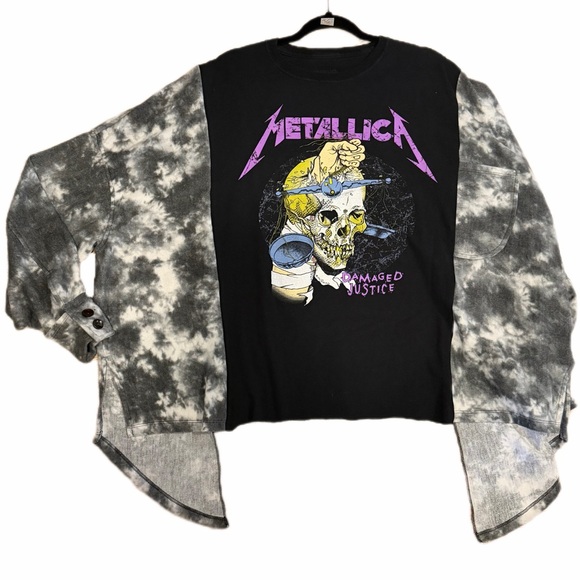 Metallica upcycle tie dye sweater sides oversized - Picture 2 of 8
